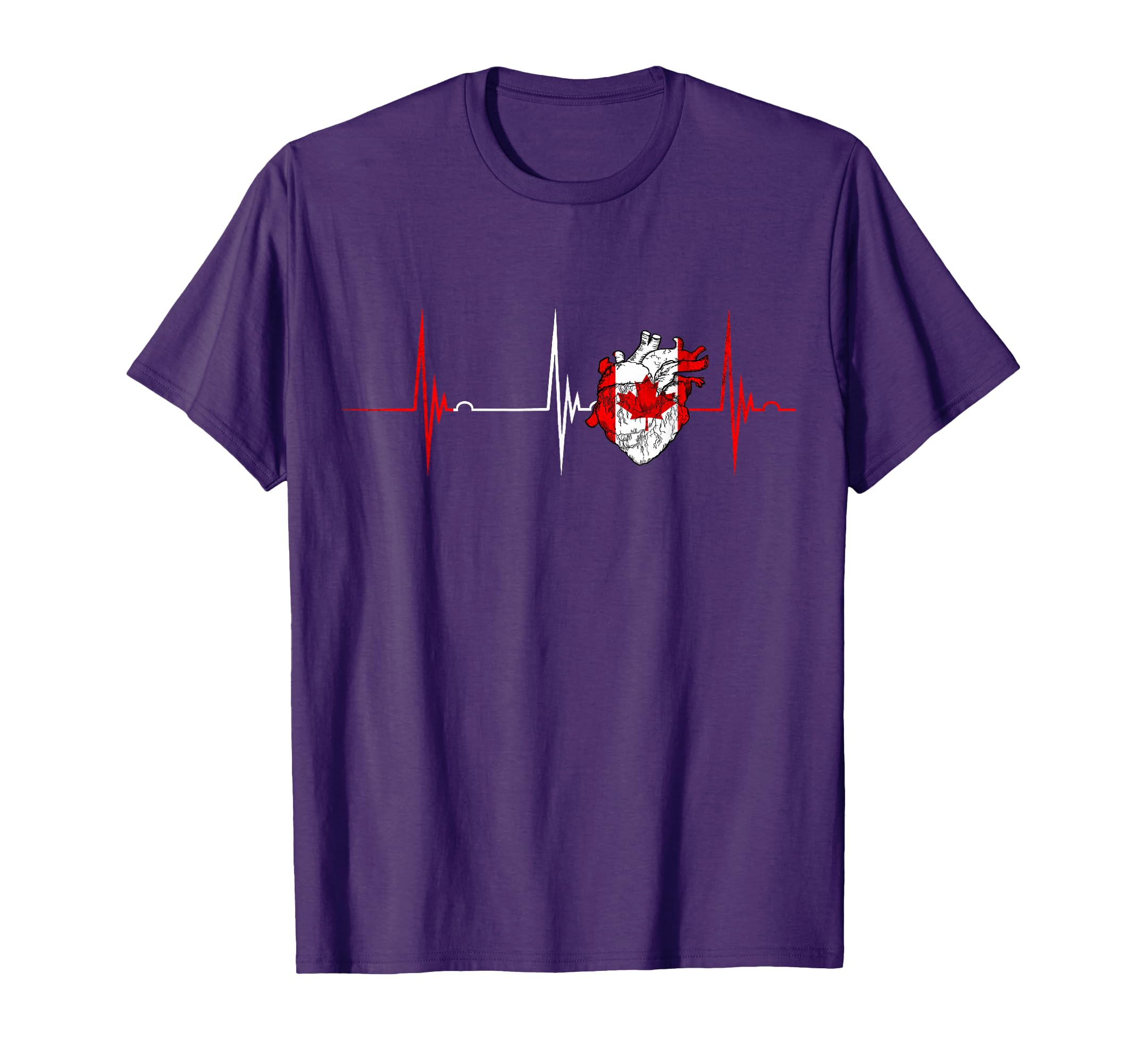 Canadian Flag Heartbeat Ekg Pulse T-Shirt - Minimalist Print Unisex