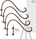 Plant Hangers Outdoor, 4 Pack 16 Inch Plant Hooks for Wall Metal Plants Hanging Bracket for Bird Feeder, Flower Baskets, Wind Chimes, Lanterns, Indoor Outdoor, Bronze