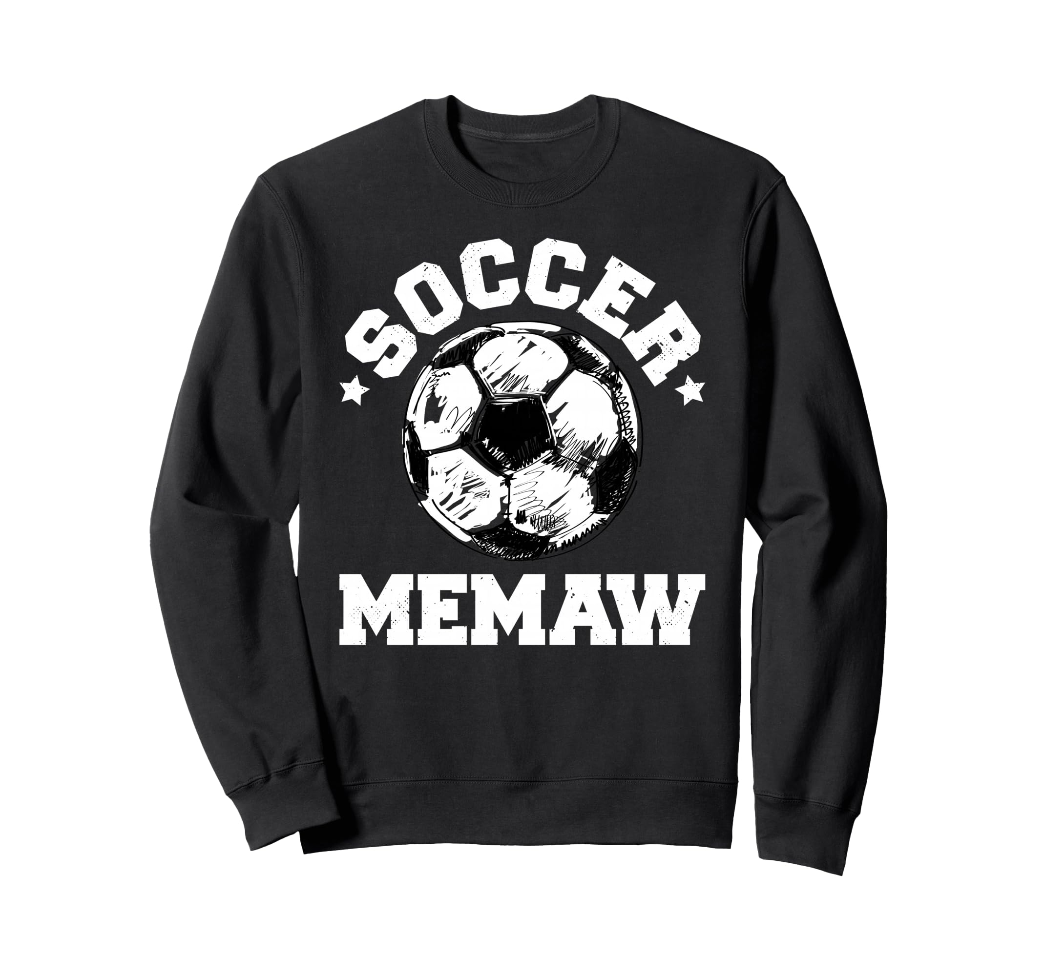 Soccer Memaw Soccer Ball Distressed Sweatshirt - Unique Graphic Men Women