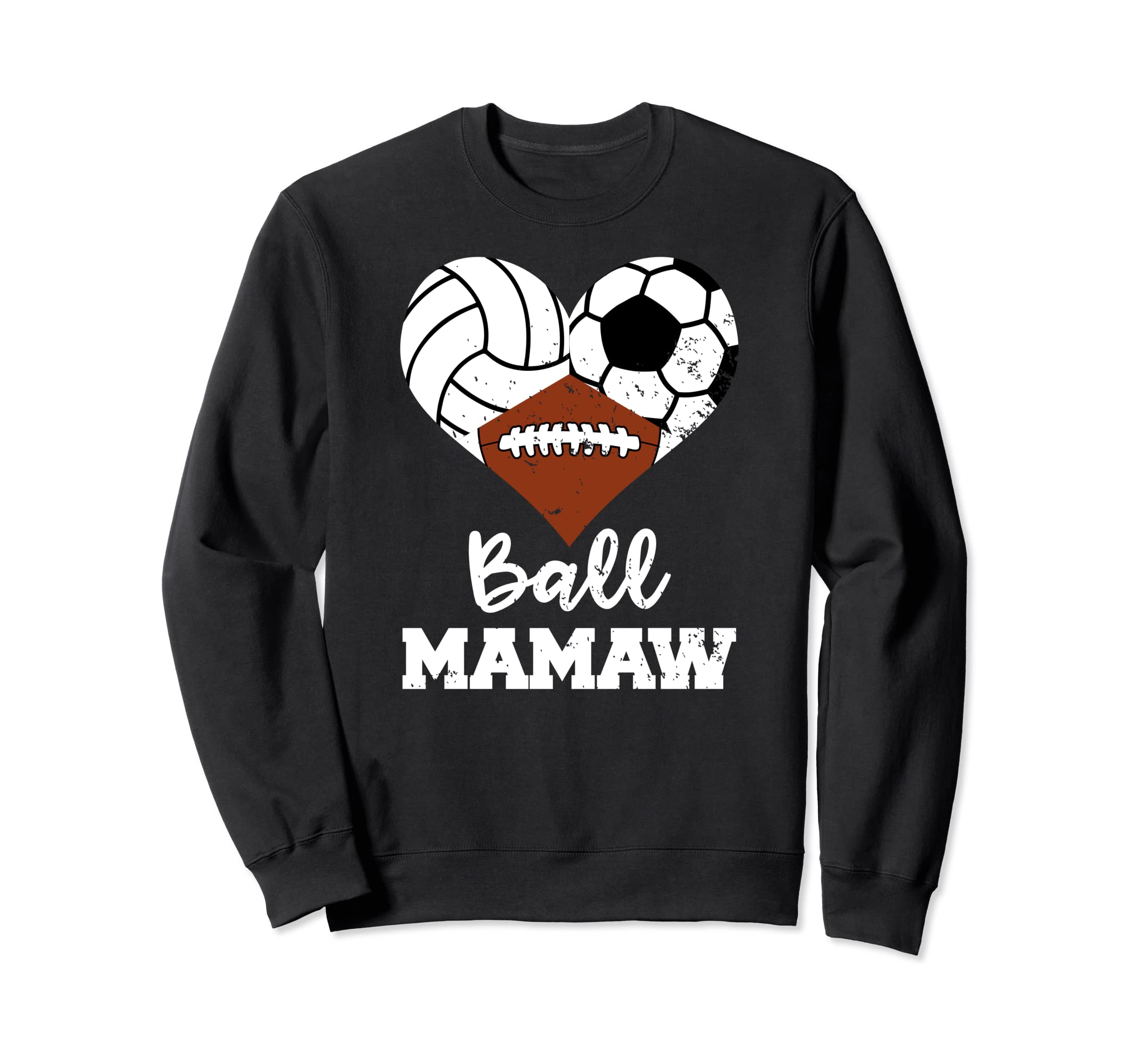 Ball Mamaw Heart Funny Volleyball Sweatshirt - Unique Graphic Men Women