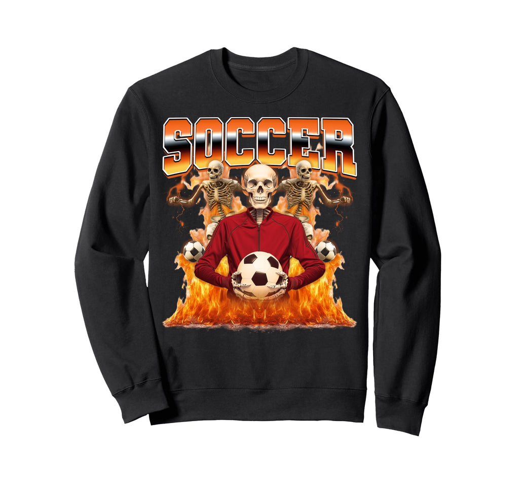 Soccer Player Skeleton 90S Bootleg Sweatshirt - Novelty Apparel for Adults