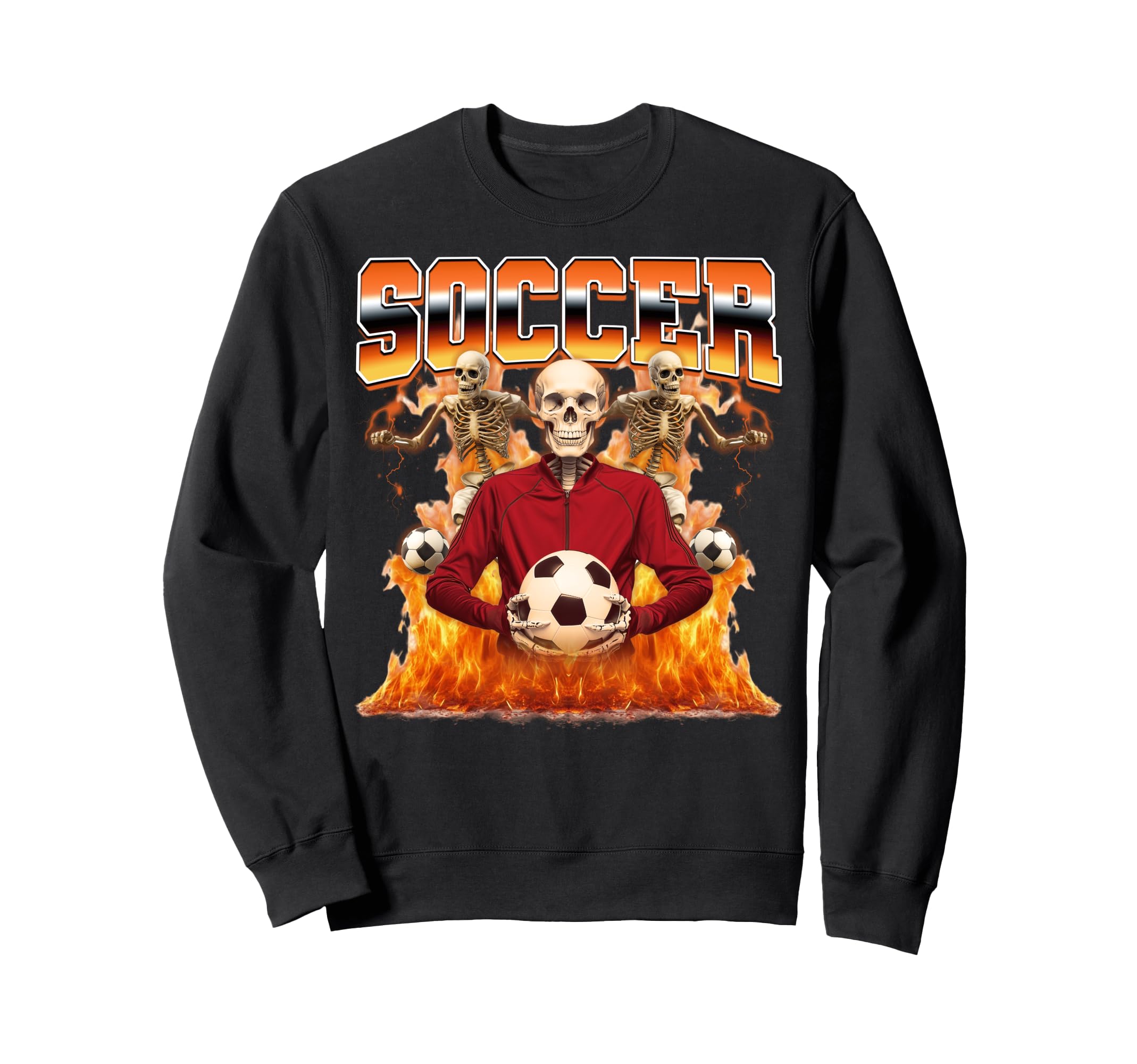 Soccer Player Skeleton 90S Bootleg Sweatshirt - Novelty Apparel for Adults