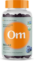 Om Organic Relax Mushroom Gummies, Blueberry, 56 Count