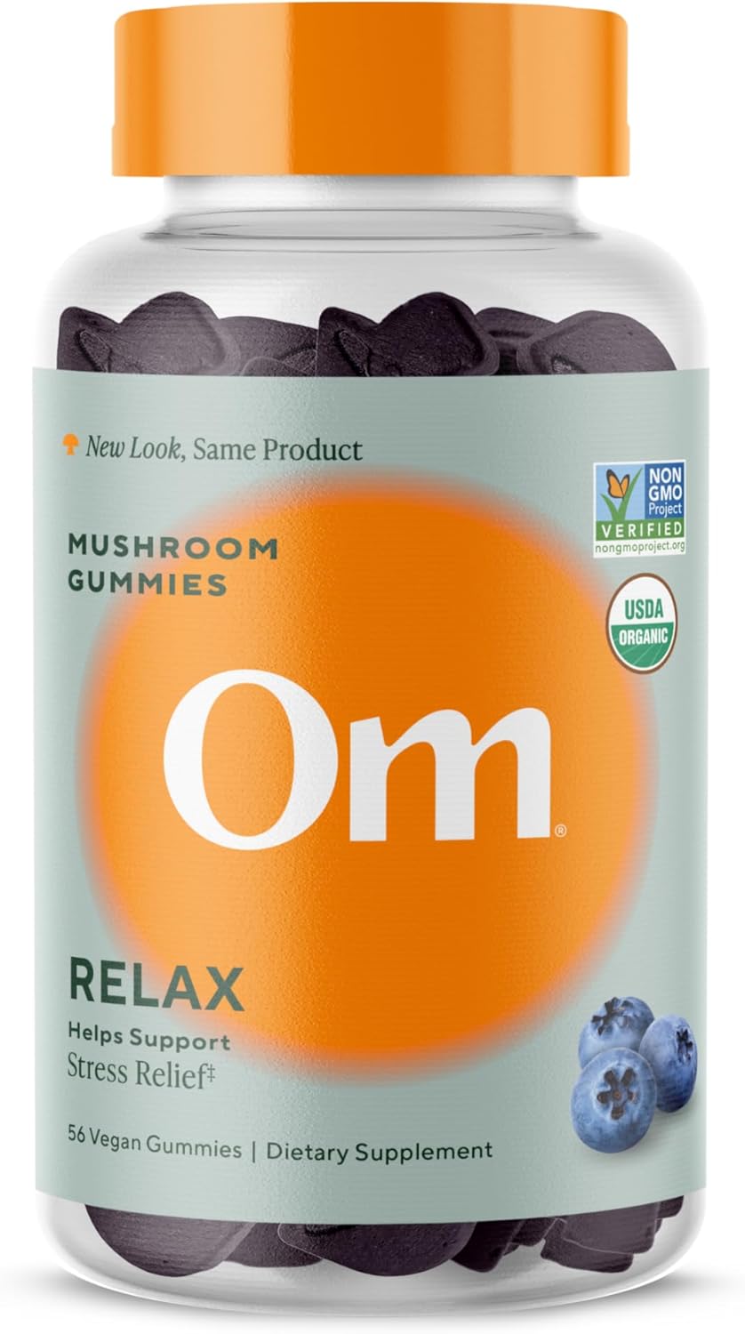 Om Organic Relax Mushroom Gummies, Blueberry, 56 Count