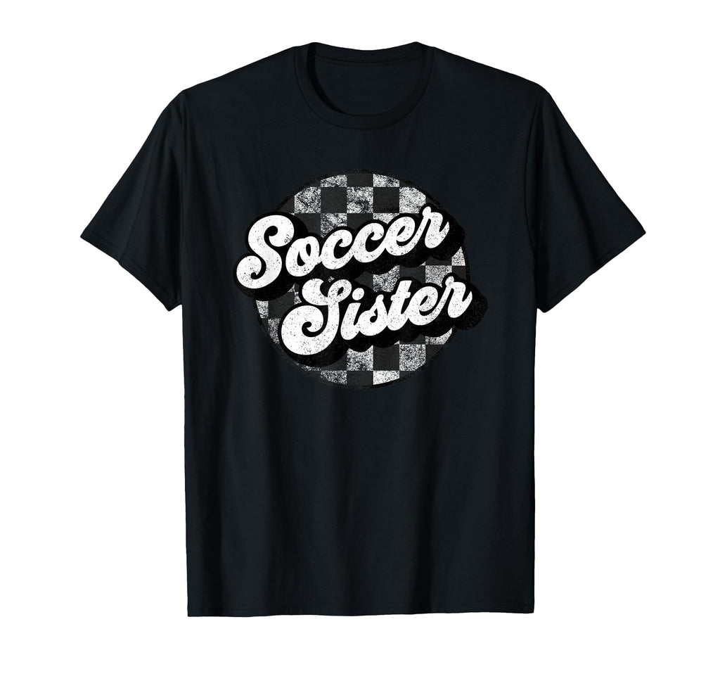 Soccer Sister Checkered Funny Here Snacks T-Shirt - Trendy Graphic Unisex
