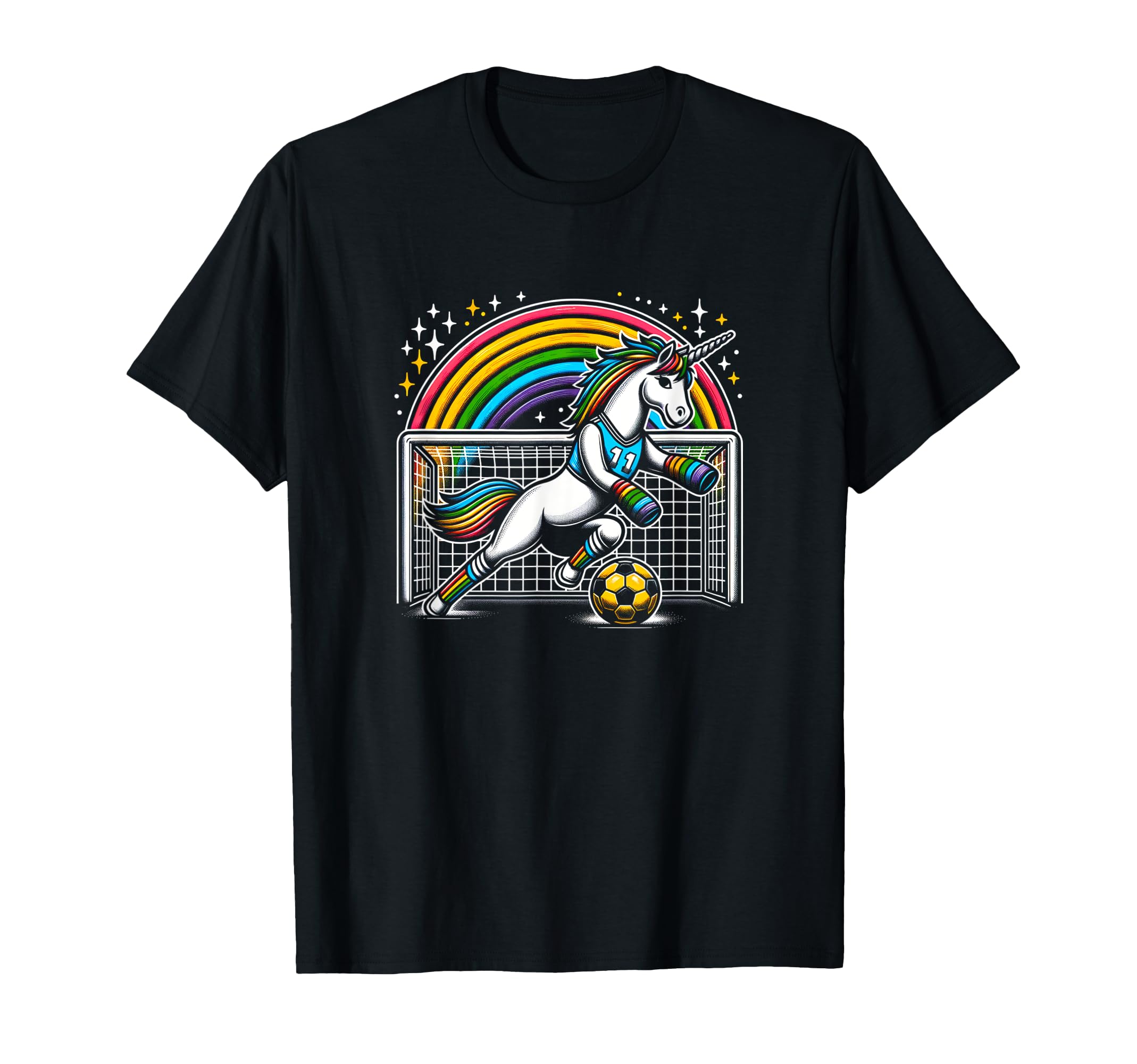 Unicorn Playing Soccer Goalie Keeper T-Shirt - Novelty Apparel Men Women