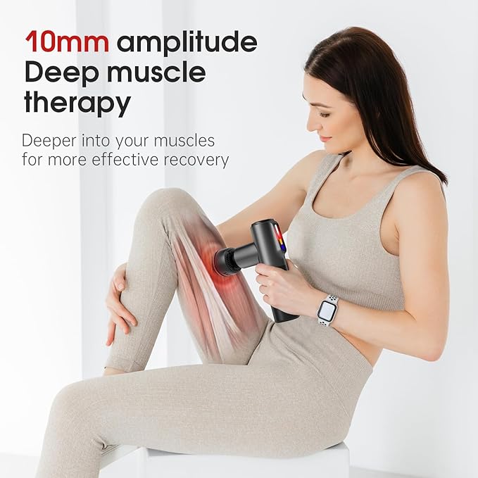 AERLANG Massage Gun Deep Tissue Massager with Heat and Cold Percussion Massage Gun Electric Mini Hand held Massager 5 Speed & 5 Massage Heads Messager Gun