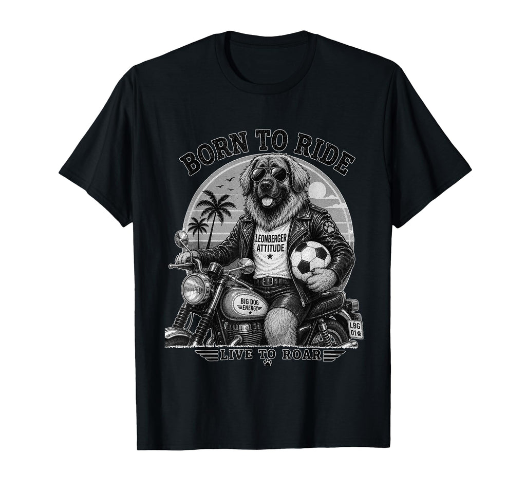 Leonberger Motorbike Love Footbal T-Shirt - Unique Graphic for Adults