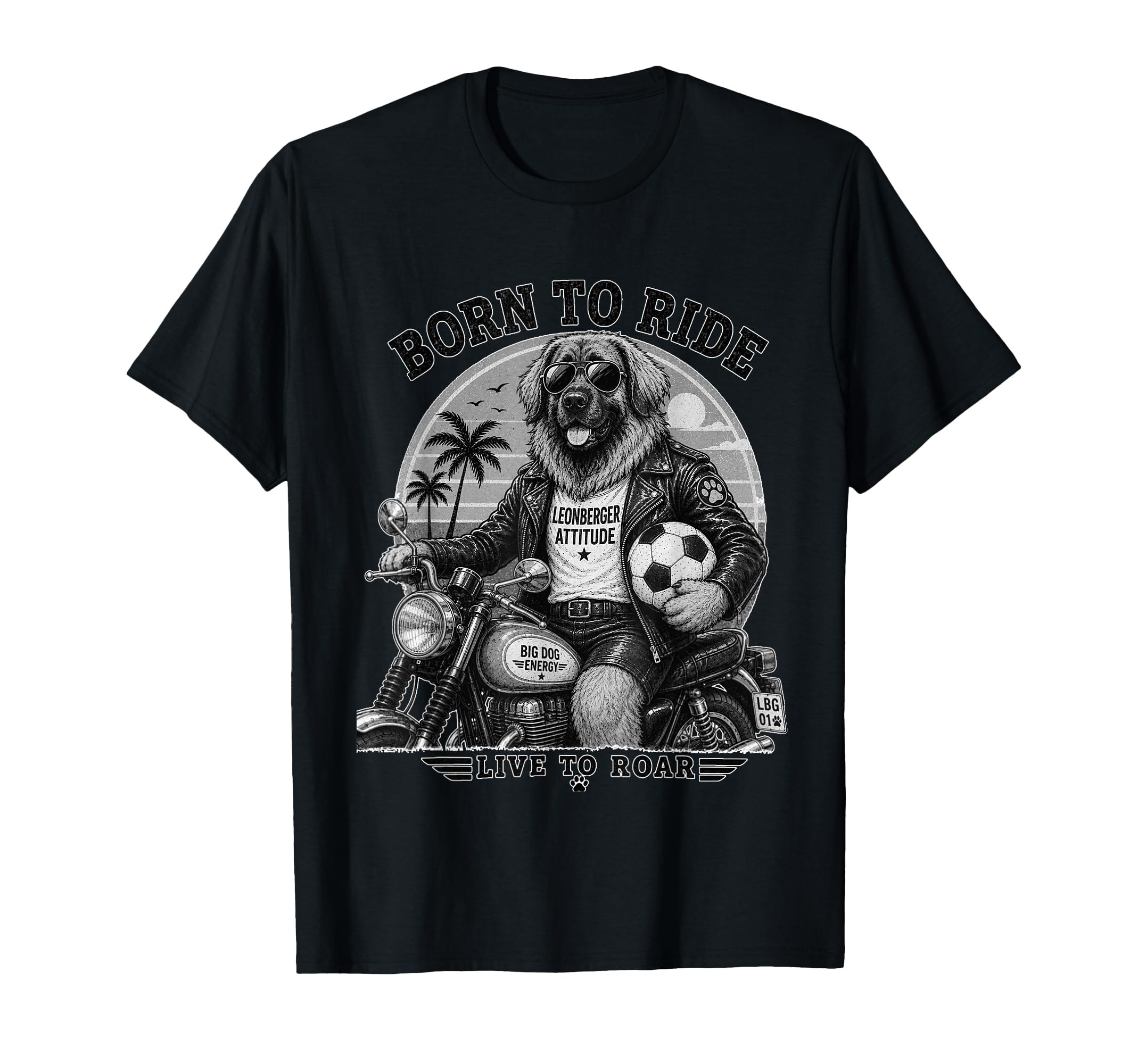 Leonberger Motorbike Love Footbal T-Shirt - Unique Graphic for Adults
