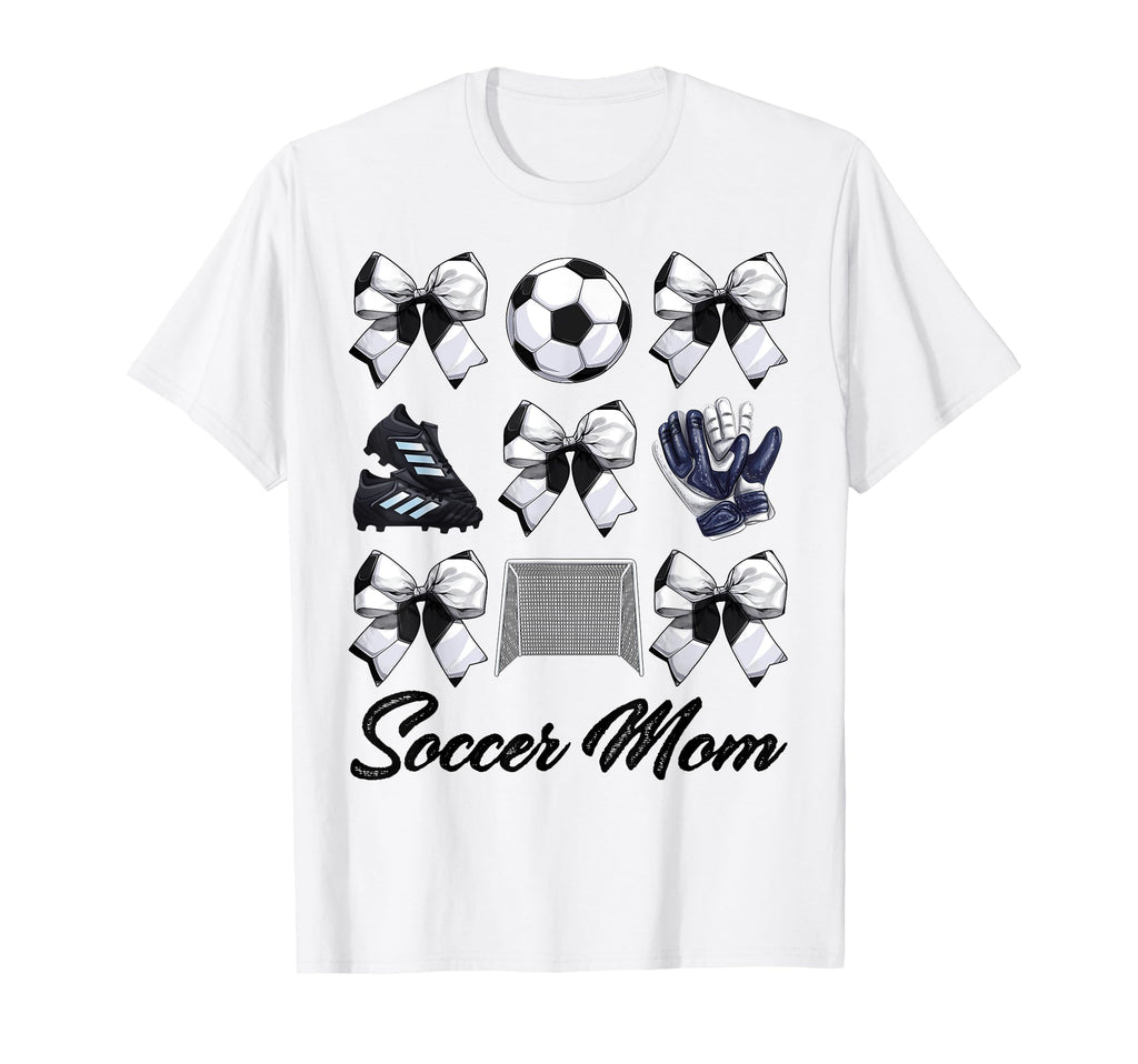 Soccer Mama Bow Soccer Mom Mommy Mothers T-Shirt - Unique Graphic Unisex