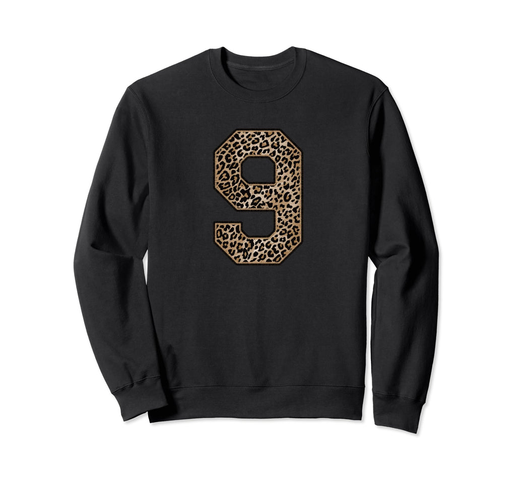 Leopard Number 9 Athlete Sports Sweatshirt - Minimalist Print for Adults
