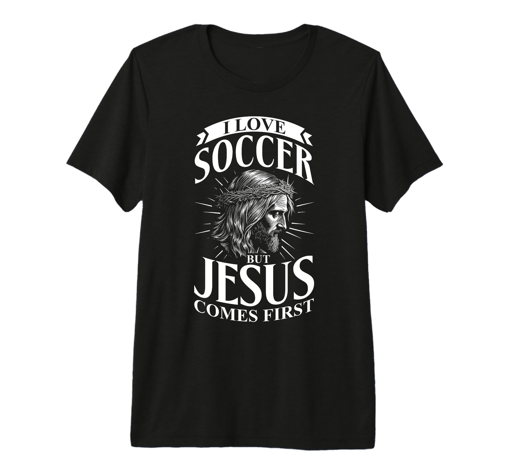 I Love Soccer But Jesus Comes First T-Shirt - Minimalist Print Men Women