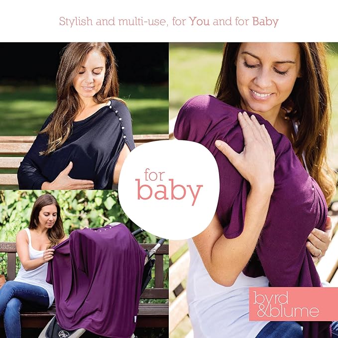 Byrd & Blume Maternity Nursing Cover Breathable Lightweight Breastfeeding Cover Wrap Shawl Scarf Poncho Full 360 (Black, One size)