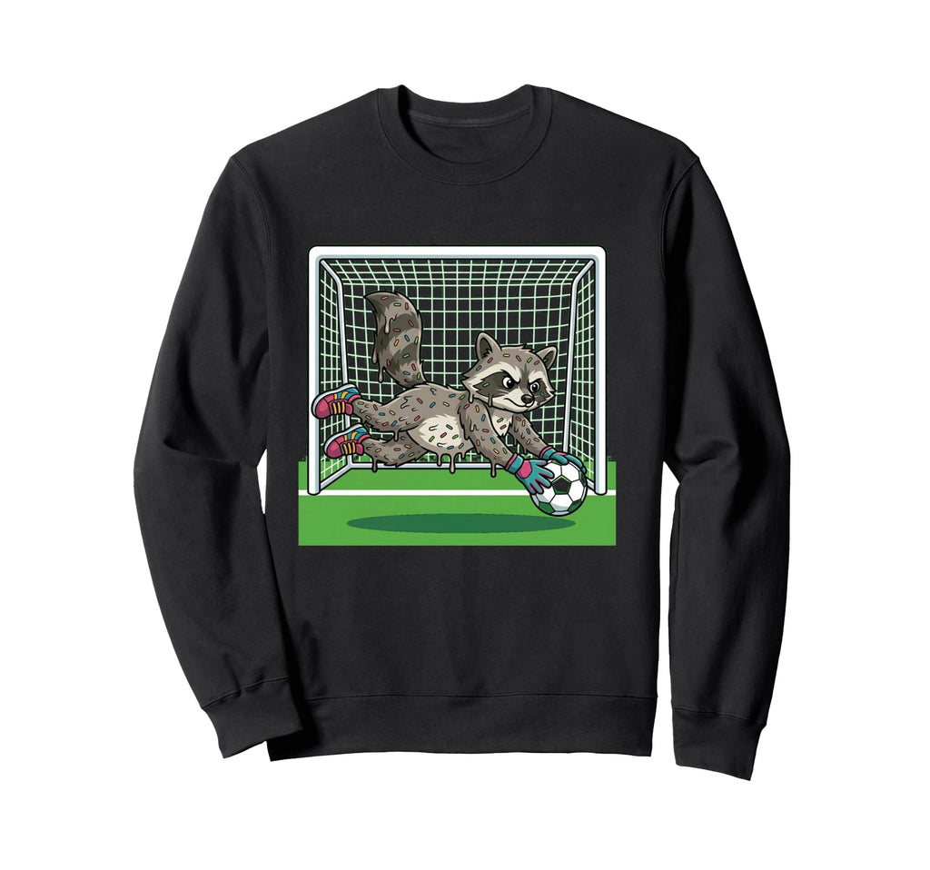 Funny Raccoon Soccer Goalie Donut Sweatshirt - Trendy Graphic Unisex