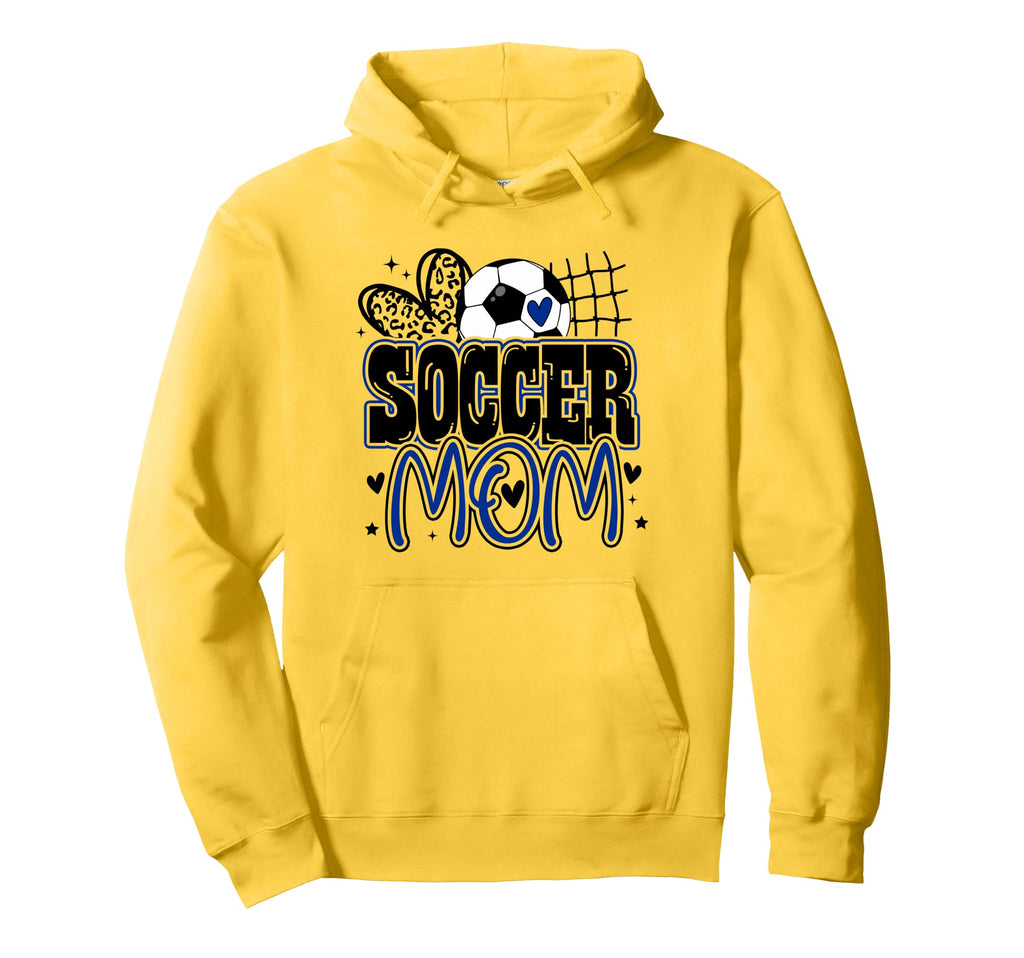 Blue Soccer Heartleopard Soccer Mom Mama Hoodie - Trendy Graphic Men Women