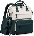 LOVEVOOK Diaper Bag Backpack, Baby Bag with Changing Station, Large Diaper Backpack for Moms Dads, Waterproof Leather Accents Baby Boy and Girl Bag for Travel Baby Essentials, Dark Green-Beige