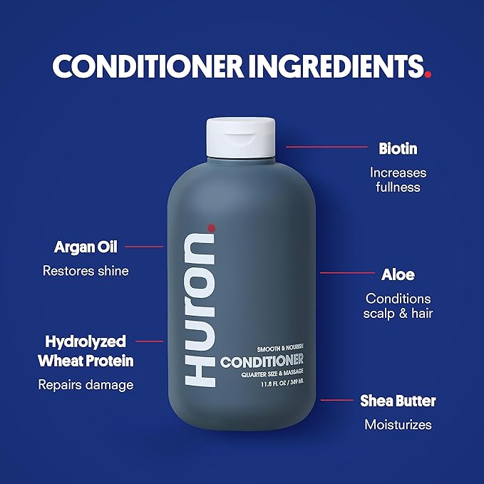 Huron Shower Kit - Shampoo, Conditioner, & Body Wash For Men - Sandalwood + Black Pepper Scent - Hydrating & Nourishing Men's Shampoo & Conditioner