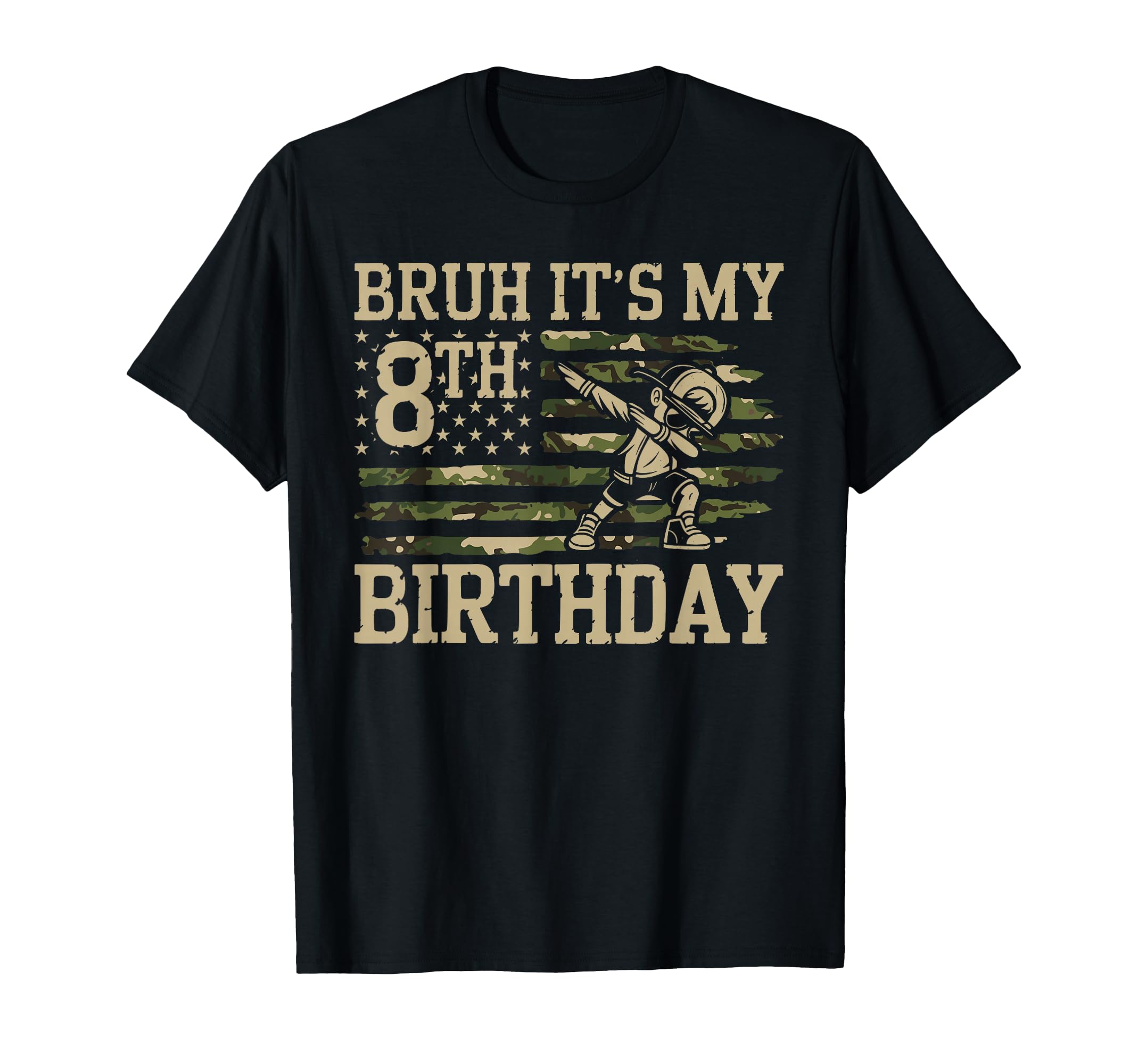8 Year Old Dabbing Bday Camo T-Shirt - Casual Everyday Wear for Adults