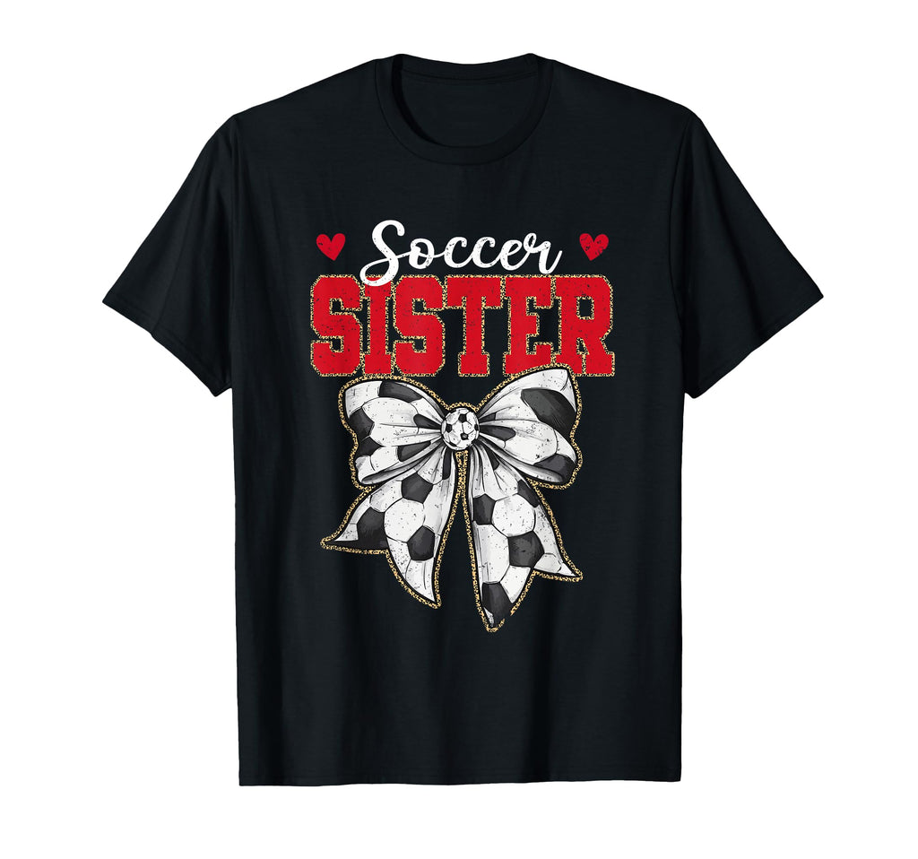 Soccer Sister Bow Leopard Soccer T-Shirt - Custom Art Print Men Women