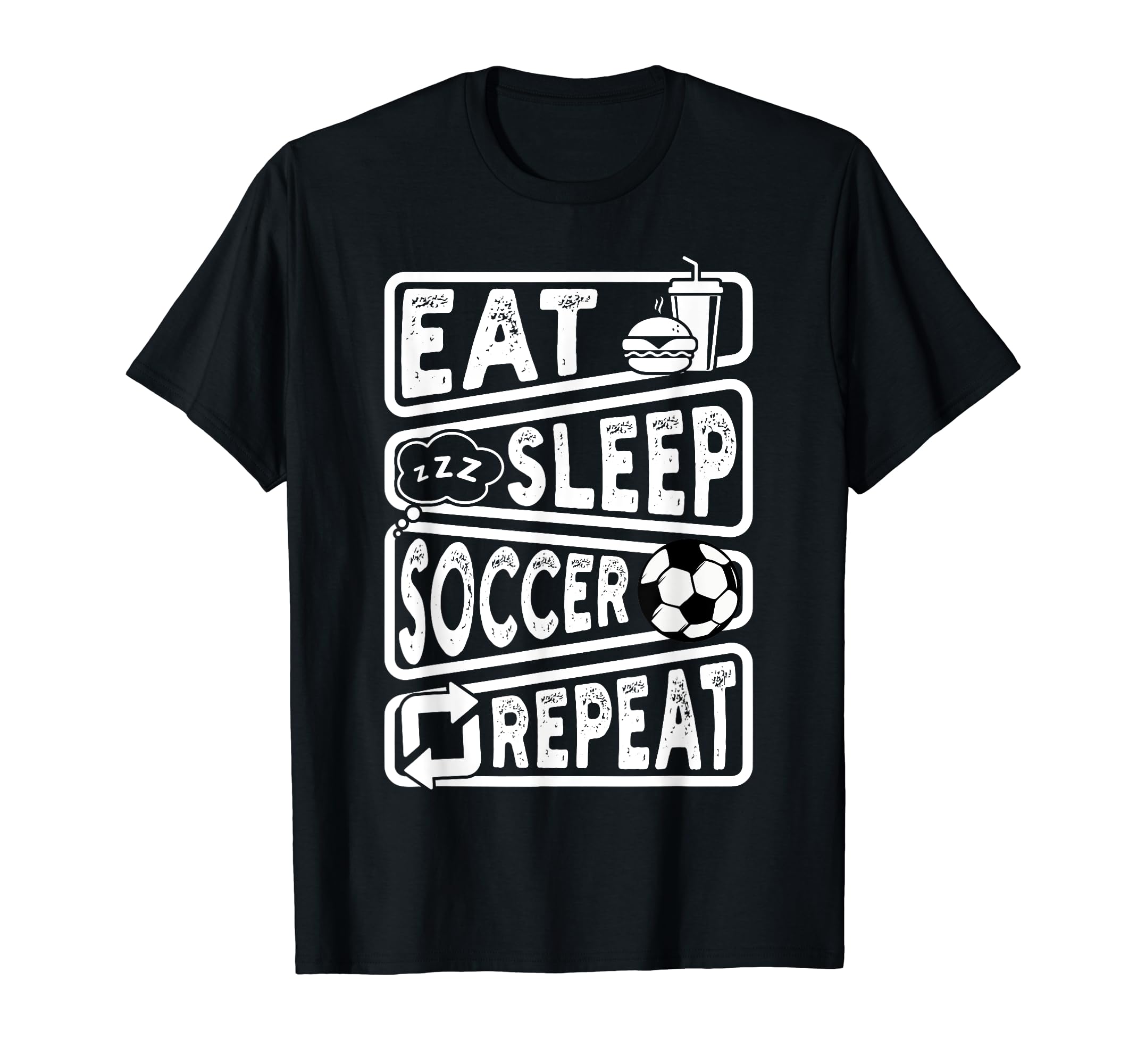 Eat Sleep Soccer Repeat Soccer T-Shirt - Aesthetic Graphic for Adults