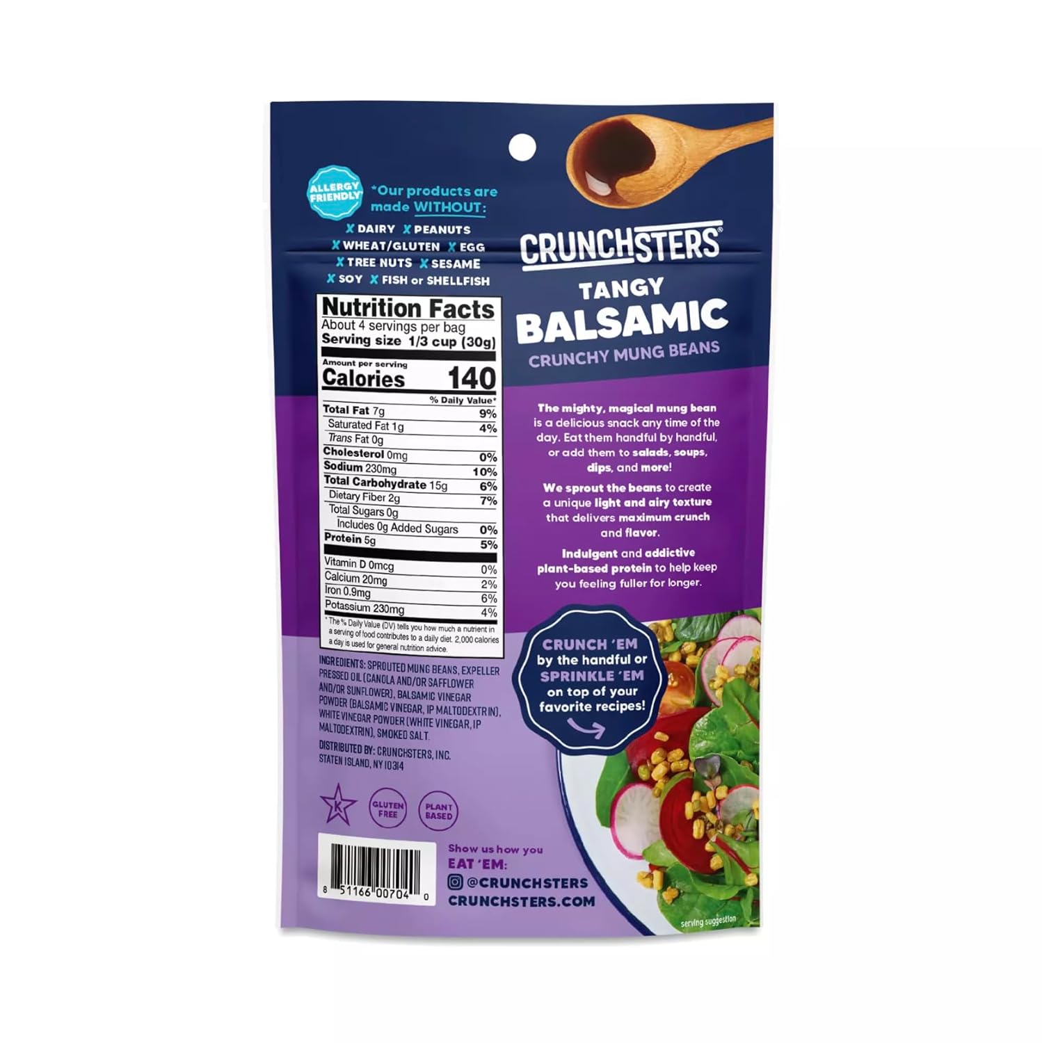 Crunchsters Smoky Balsamic Sprouted Protein Snack, Case of 6, 4 Oz. Each