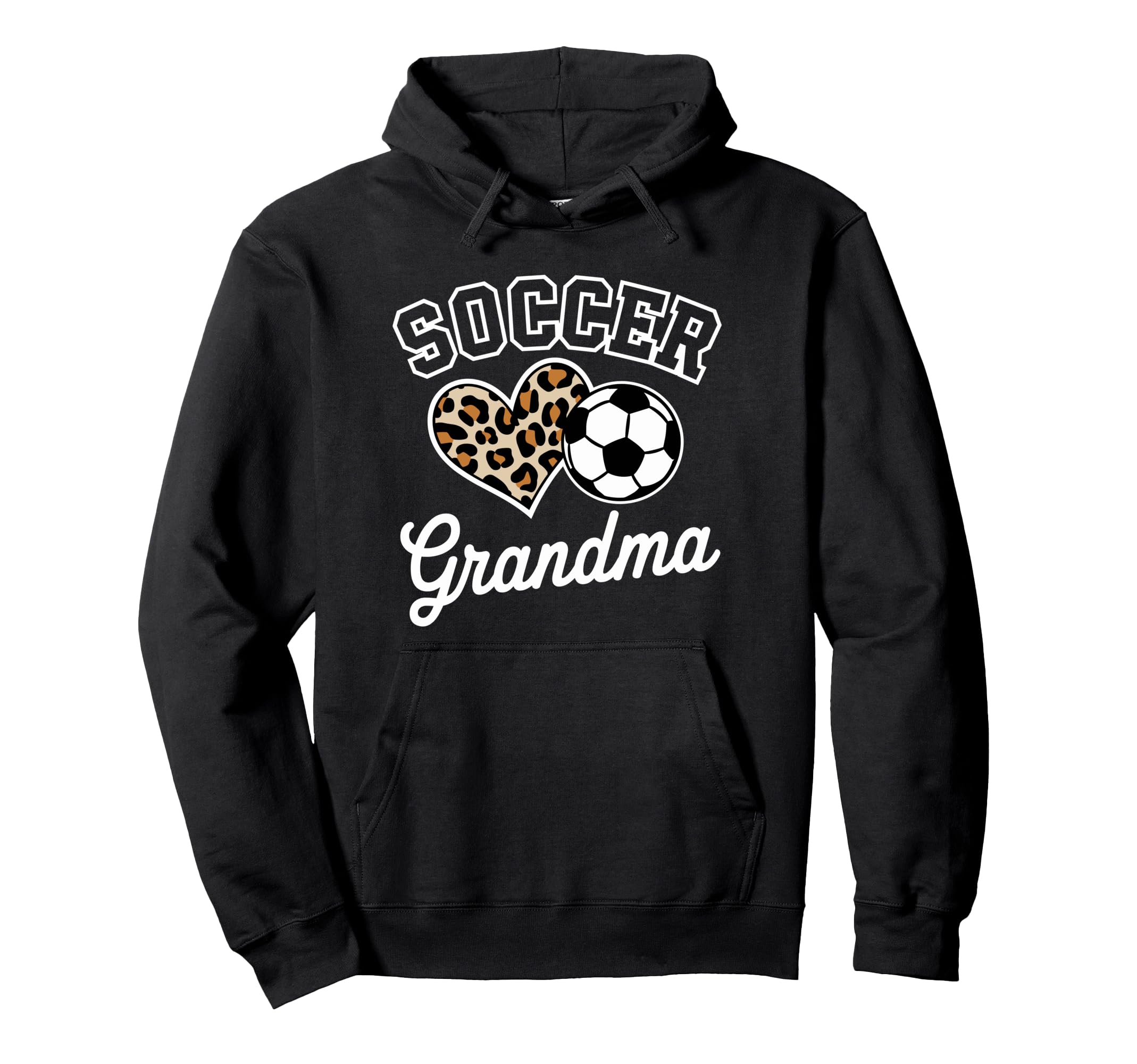 Soccer Grandma Funny Leopard Heart Hoodie - Aesthetic Graphic for Adults