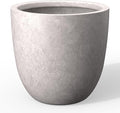 Kante 14 Inch Dia Round Concrete Planter, Indoor Outdoor Large Plant Pot with Drainage Hole and Rubber Plug for Home Patio Garden, Light Gray