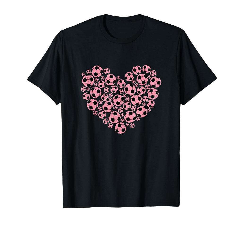 Heart Shape Soccer Lover Football Womens T-Shirt - Graphic Print for Adults