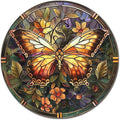 Lygond Metal Sign Tin Sign Circular Stained Glass Butterfly Wall Art for Club 12×12 Inches