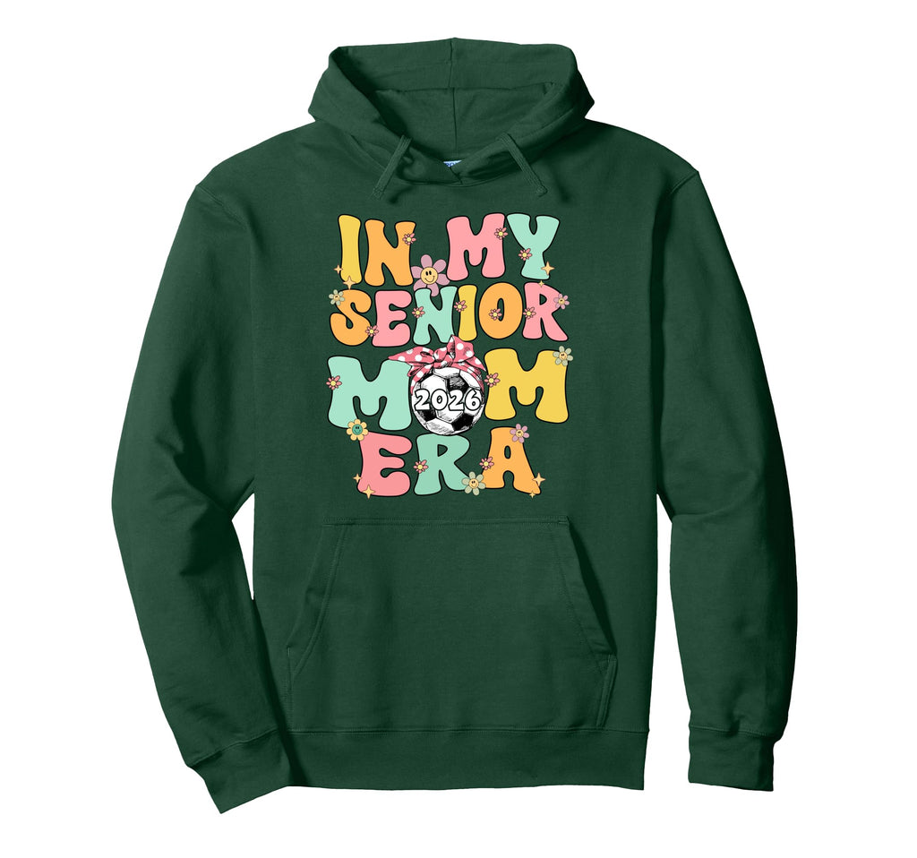 My Senior Mom Era Groovy Soccer Senior Hoodie - Minimalist Print Unisex