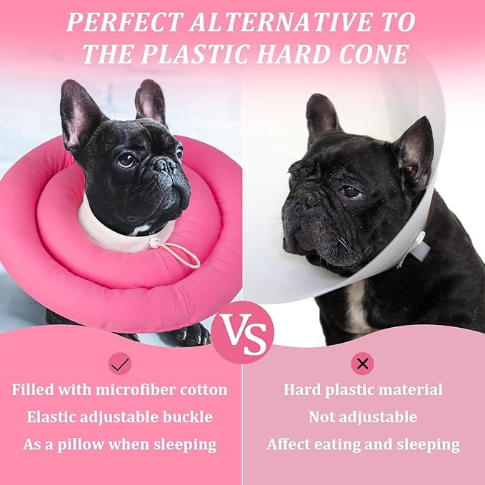 IDOMIK Dog Recovery Collar, Waterproof Soft Dog Cone After Surgery, Comfy Protective Elizabethan Collar Alternative for Dogs Cats, Adjustable Pet Neck Donut Cone Anti-Licking Biting Wounds
