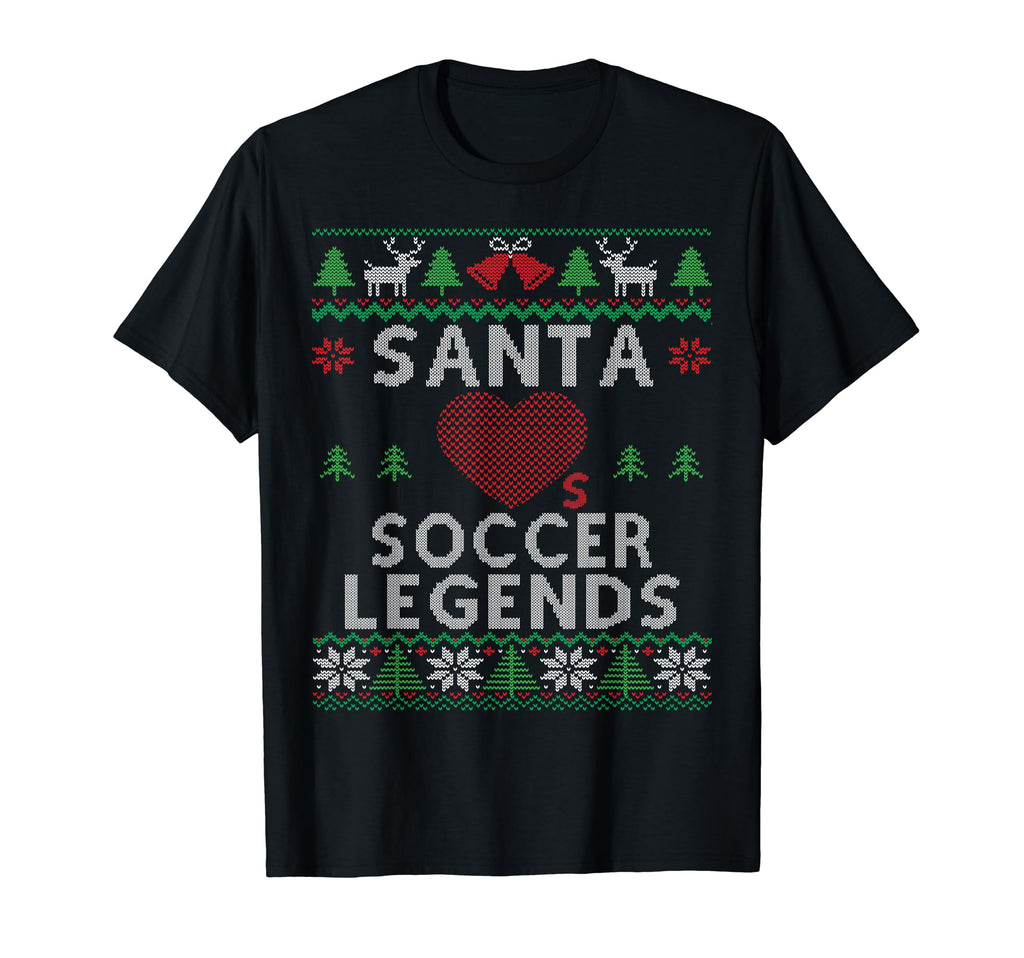 Santa Loves Soccer Legends Funny T-Shirt - Casual Everyday Wear Men Women