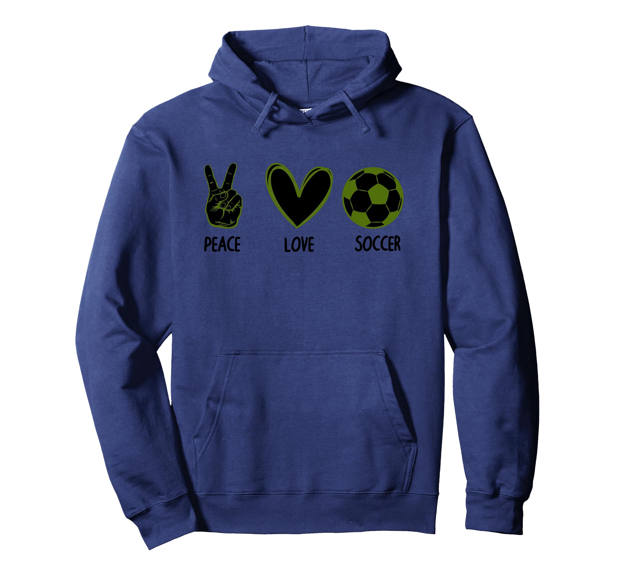 Soccer Peace Love Football Sports Lovers Hoodie - Fun Novelty Design Unisex