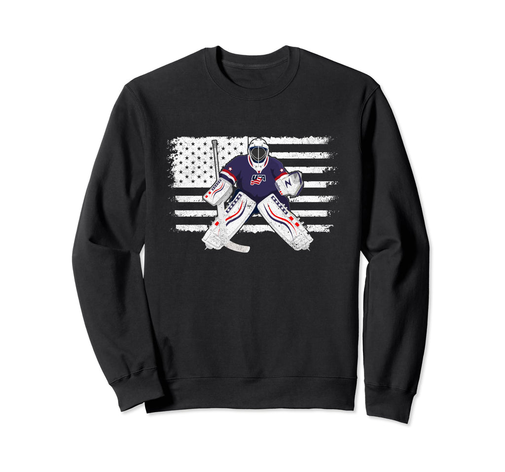 Usa Flag Ice Hockey Enthusiast Sweatshirt - Casual Everyday Wear Unisex