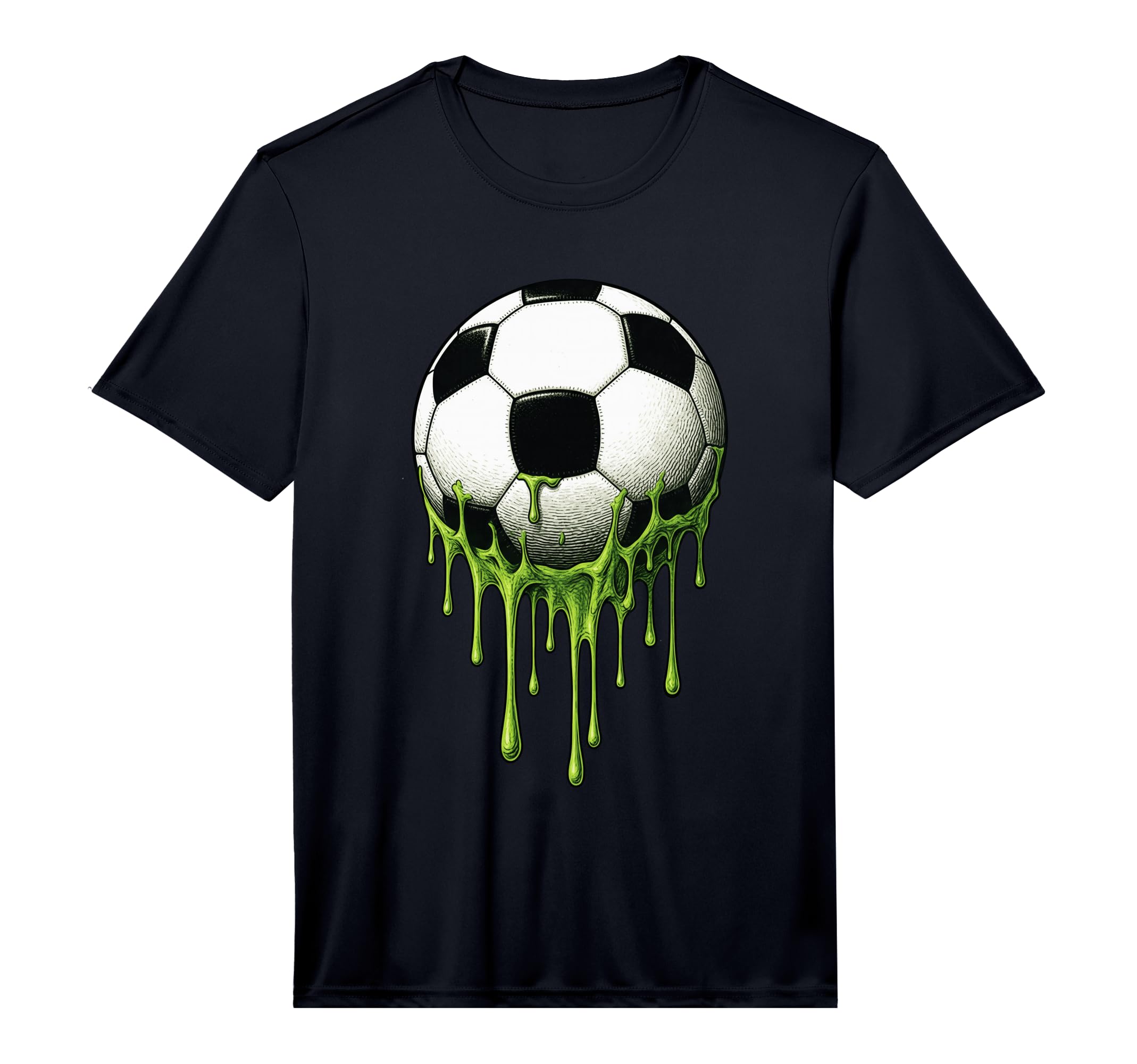 Colorful Green Soccer Drip Sports T-Shirt - Novelty Apparel for Adults