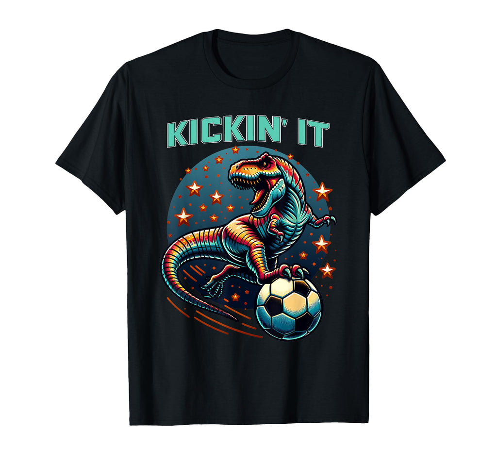 Kickin It T Rex Dinosaur Playing T-Shirt - Aesthetic Graphic for Adults