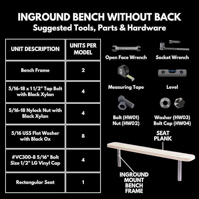 Coated Outdoor Furniture Heavy-Duty Outdoor Bench Thermoplastic Coated, Expanded Metal, Commercial-Grade Seating, Made in America (Inground Without Back, 6 Ft, Red)