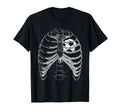 Soccer Heart Ribcage Halloween Soccer T-Shirt - Unique Graphic Men Women
