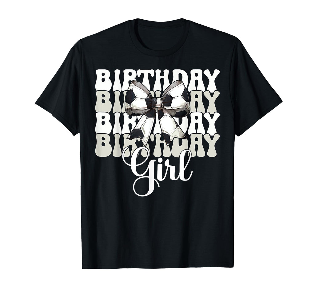 Birthday Soccer Coquette Bow T-Shirt - Graphic Print Men Women