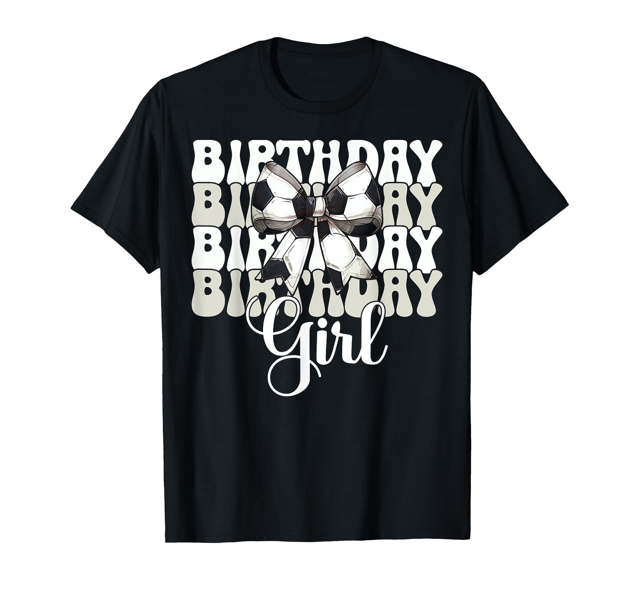 Birthday Soccer Coquette Bow T-Shirt - Graphic Print Men Women