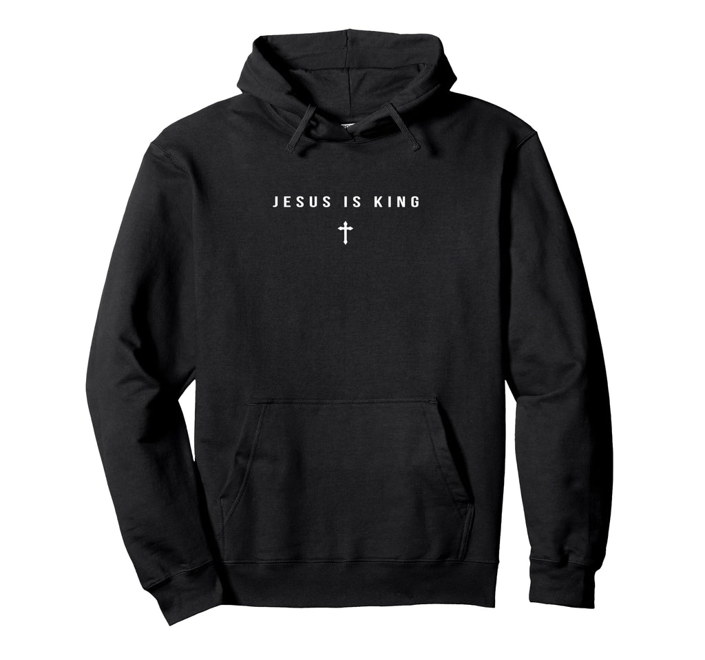 Jesus Is King Cross Christian Minimalist Hoodie - Unique Graphic Men Women