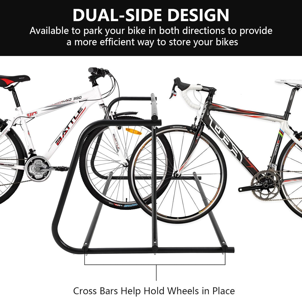 10-Bike Commercial Floor Rack, Heavy Duty Powder-Coated Steel Grid Organizer, Freestanding Double-Sided Storage for Garages/Storefronts/Schools