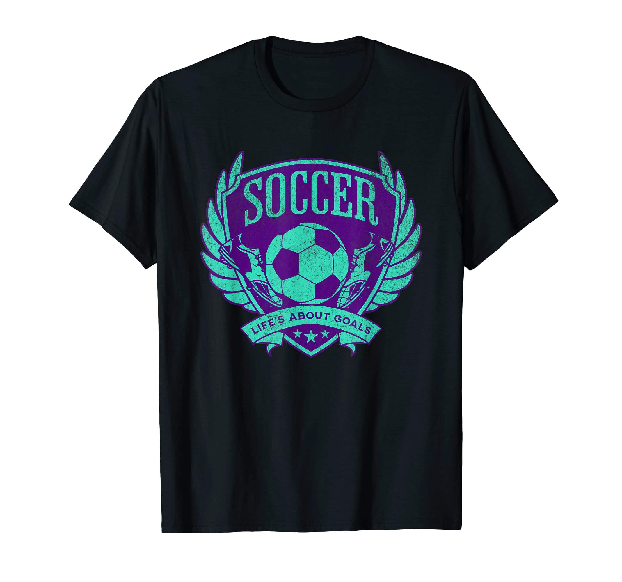 Purple Teal Distressed Lifes T-Shirt - Casual Everyday Wear Men Women