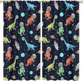Cartoon Dinosaur Curtains for Kids Boys Girls Home Decor, Astronaut Rocket Funny Outer Space Blackout Rod Pocket Window Drapes for Bedroom Living Room W21xL45in 2 Panels