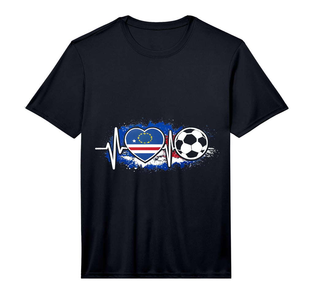 Mens Heartbeat Cape Verde Flag T-Shirt - Casual Everyday Wear Unisex