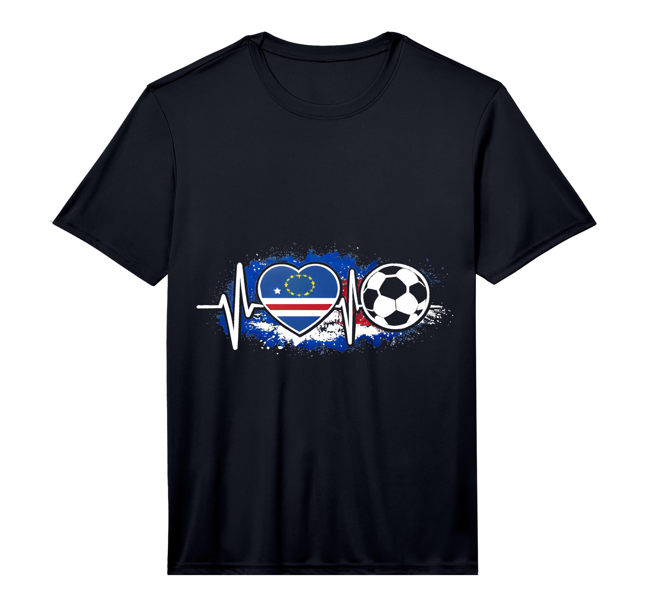 Mens Heartbeat Cape Verde Flag T-Shirt - Casual Everyday Wear Unisex