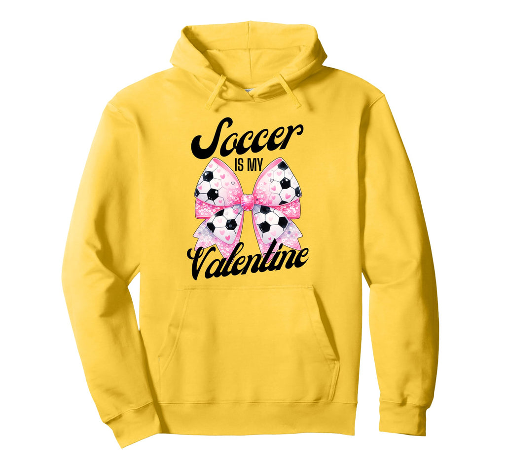 Soccer Is My Valentine Coquette Bow Hoodie - Unique Graphic Unisex