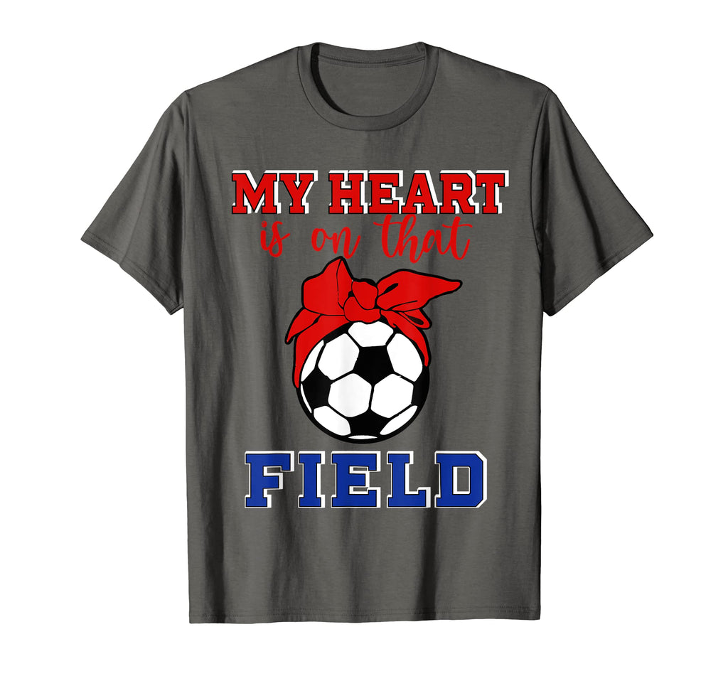 Leopard My Heart Is That Field Soccer T-Shirt - Graphic Print for Adults