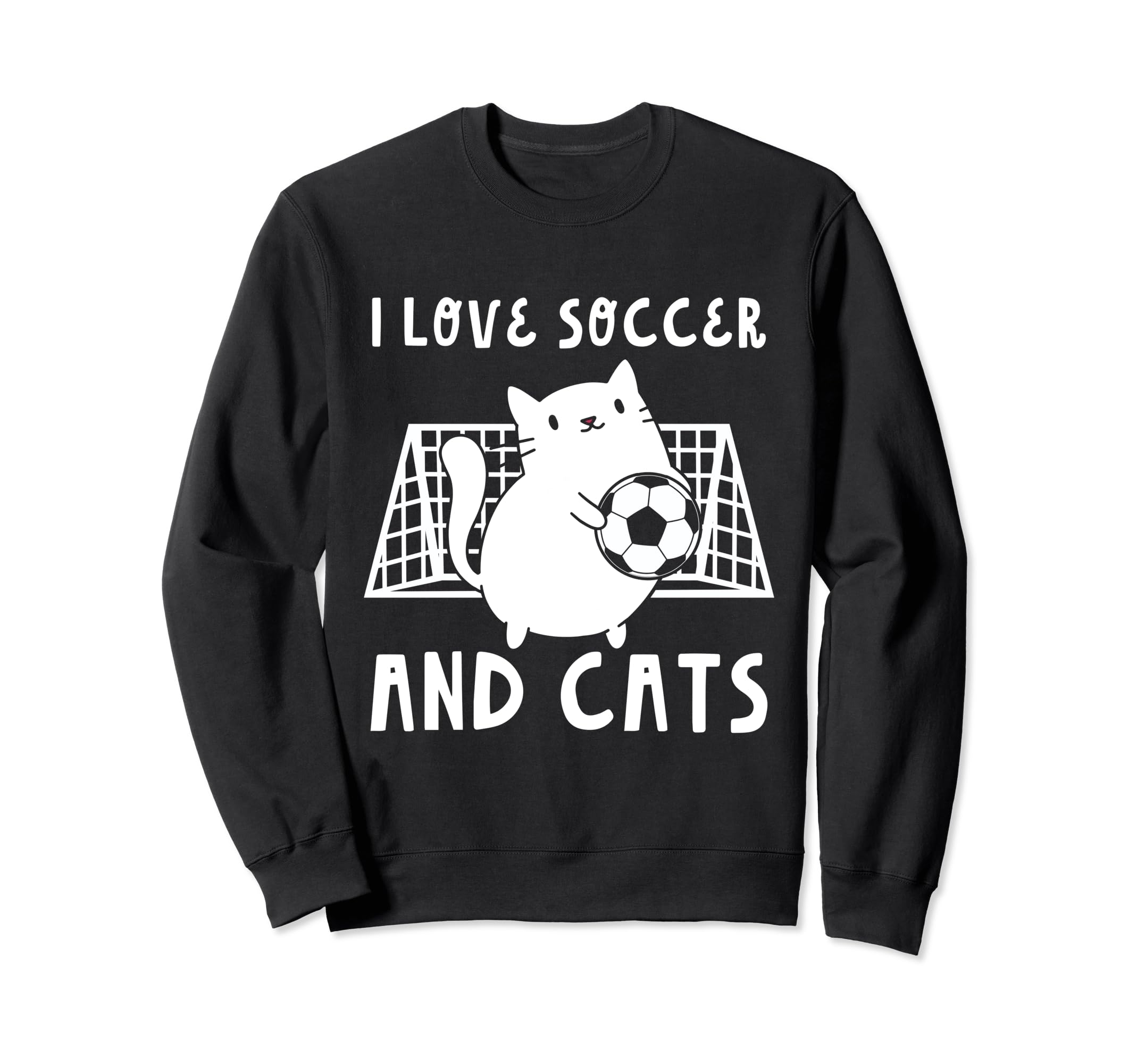 I Love Soccer And Cats Funny Sweatshirt - Custom Art Print for Adults