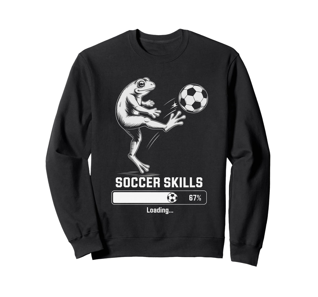 Kawaii Frog Soccer Skills Loading Sweatshirt - Trendy Graphic for Adults